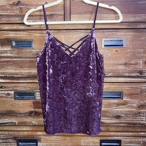 🌺AmericanEagle purple velvet crossed strap tank